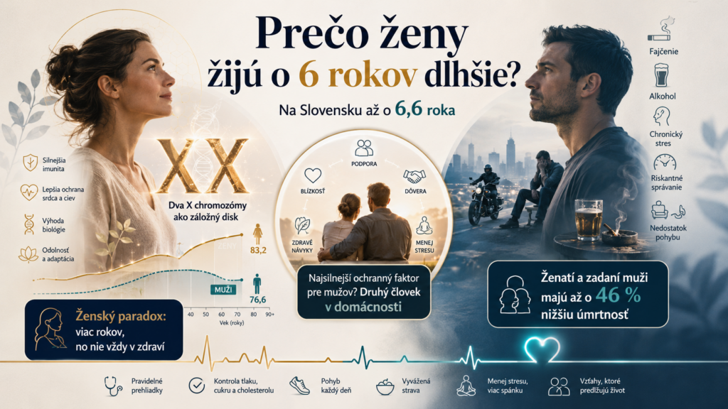 Prečo ženy žijú o 6 rokov dlhšie (a aký „liek“ vracia mužom stratené roky)